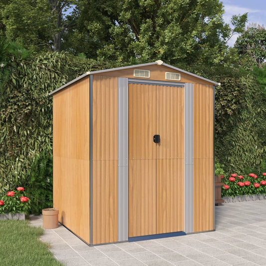 Capanno Giardino Marrone Chiaro 192x191x223 cm Acciaio Zincato - homemem39