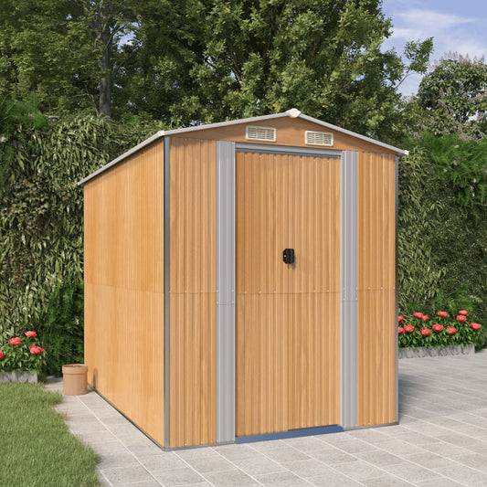 Capanno Giardino Marrone Chiaro 192x274x223 cm Acciaio Zincato - homemem39