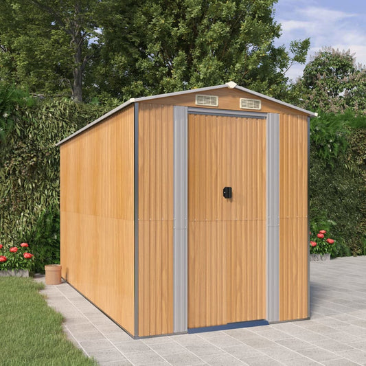 Capanno Giardino Marrone Chiaro 192x357x223cm Acciaio Zincato - homemem39