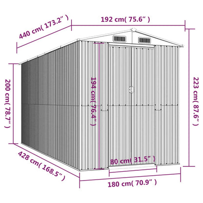 Capanno Giardino Marrone Chiaro 192x440x223 cm Acciaio Zincato - homemem39