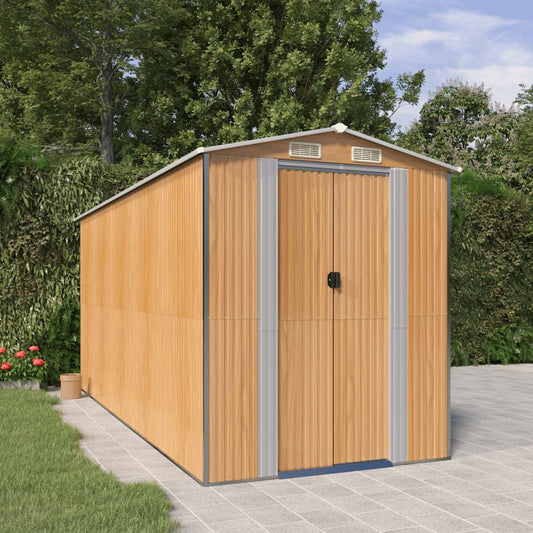 Capanno Giardino Marrone Chiaro 192x440x223 cm Acciaio Zincato - homemem39