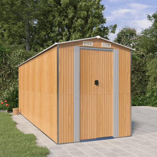 Capanno Giardino Marrone Chiaro 192x523x223 cm Acciaio Zincato - homemem39