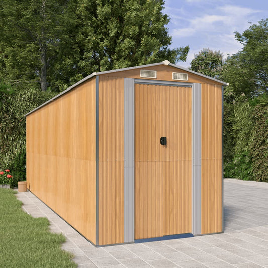 Capanno Giardino Marrone Chiaro 192x606x223 cm Acciaio Zincato - homemem39