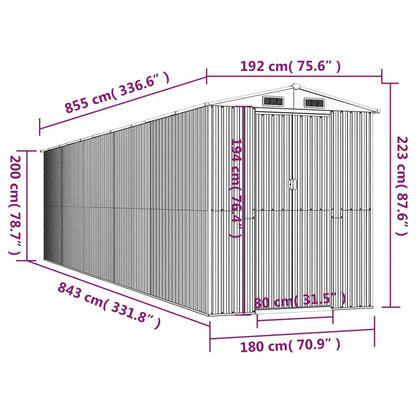 Capanno Giardino Marrone Chiaro 192x855x223 cm Acciaio Zincato - homemem39