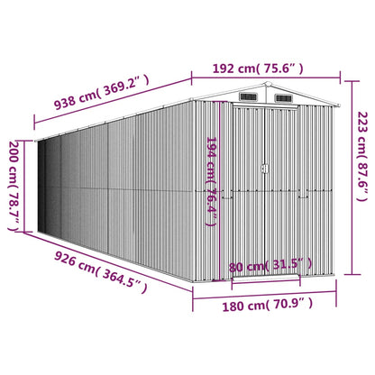 Capanno Giardino Marrone Chiaro 192x938x223 cm Acciaio Zincato - homemem39