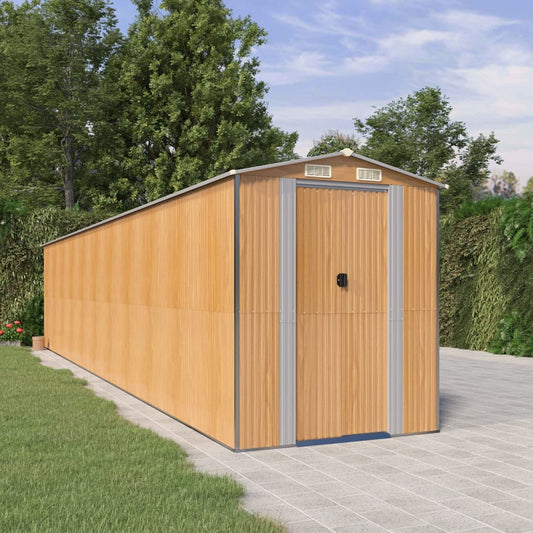 Capanno Giardino Marrone Chiaro 192x938x223 cm Acciaio Zincato - homemem39