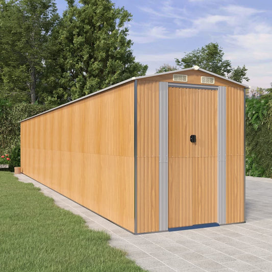Capanno Giardino Marrone Chiaro 192x1021x223 cm Acciaio Zincato - homemem39