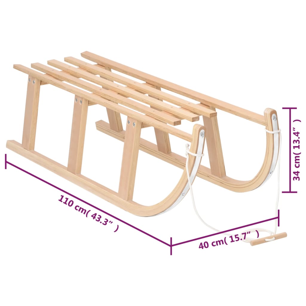 Slitta da Neve 110x40x34 cm in Compensato - homemem39