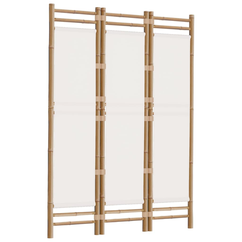 Divisorio Ambienti 3 Pannelli Pieghevole 120 cm Bambù e Tela - homemem39