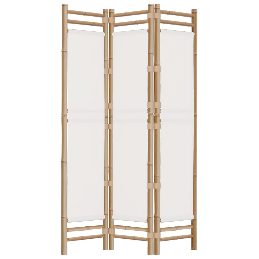 Divisorio Ambienti 3 Pannelli Pieghevole 120 cm Bambù e Tela - homemem39