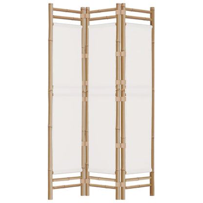 Divisorio Ambienti 3 Pannelli Pieghevole 120 cm Bambù e Tela - homemem39