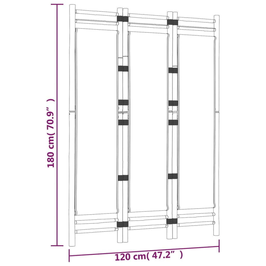 Divisorio Ambienti 3 Pannelli Pieghevole 120 cm Bambù e Tela | homemem39