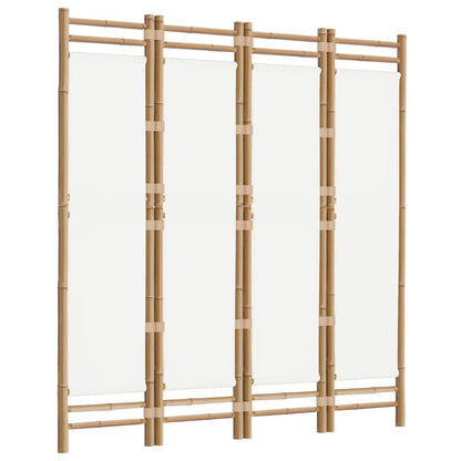 Divisorio Ambienti 4 Pannelli Pieghevole 160 cm Bambù e Tela - homemem39
