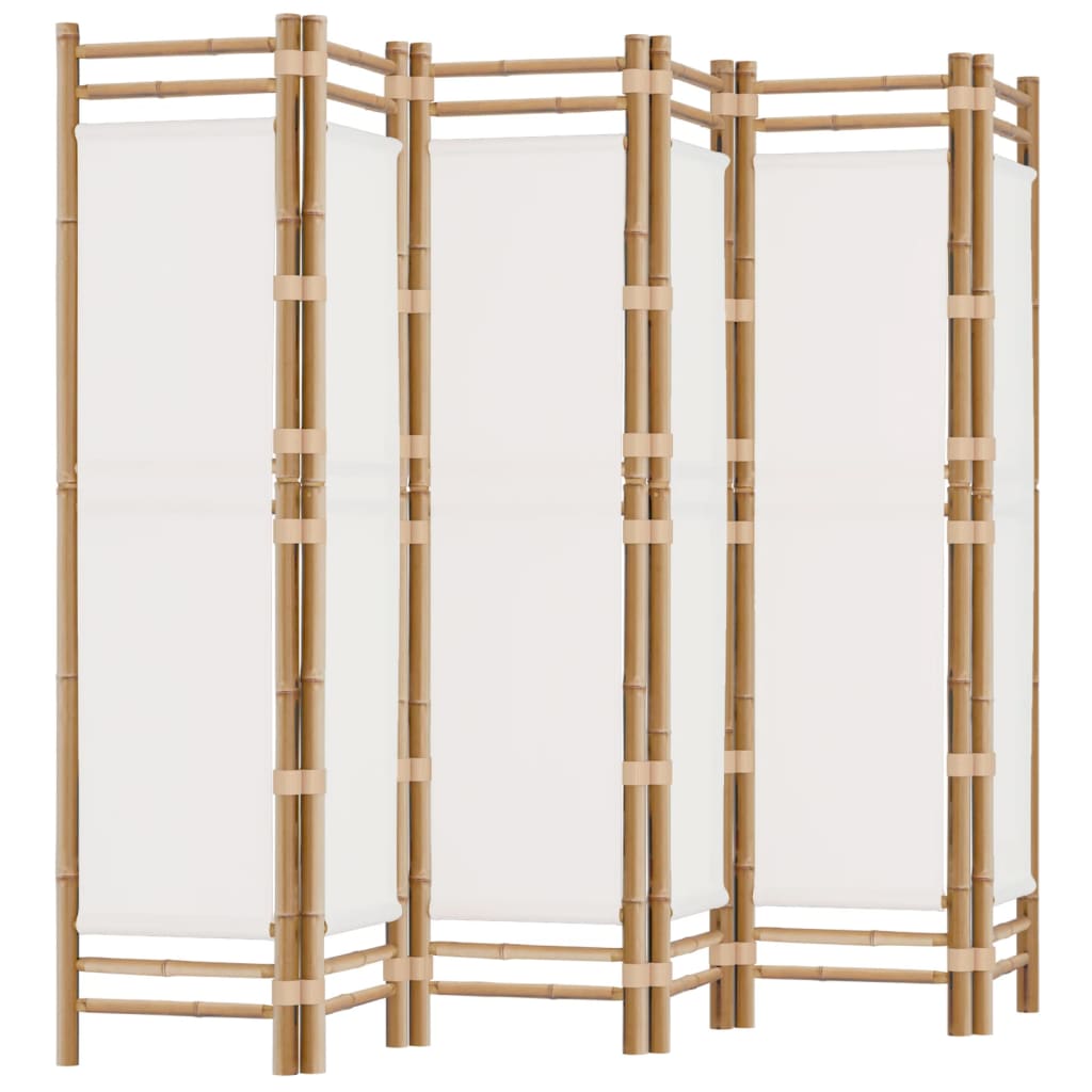 Divisorio Ambienti 6 Pannelli Pieghevole 240 cm Bambù e Tela - homemem39