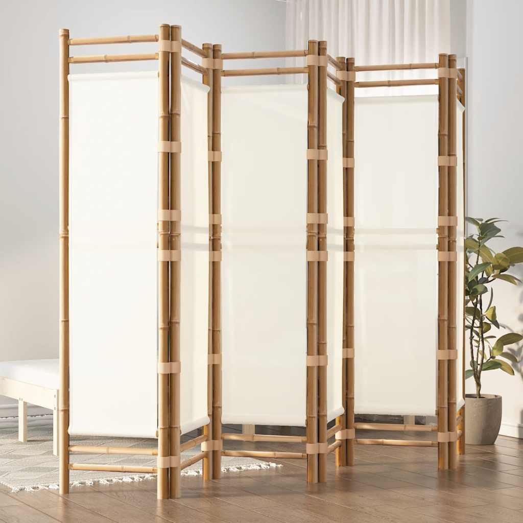 Divisorio Ambienti 6 Pannelli Pieghevole 240 cm Bambù e Tela | homemem39