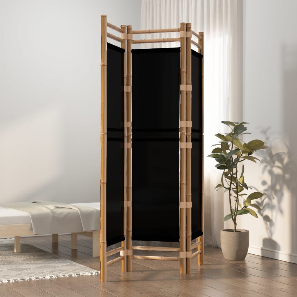 Divisorio Ambienti 3 Pannelli Pieghevole 120 cm Bambù e Tela | homemem39