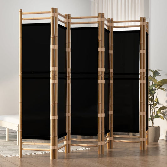 Divisorio Ambienti 6 Pannelli Pieghevole 240 cm Bambù e Tela - homemem39