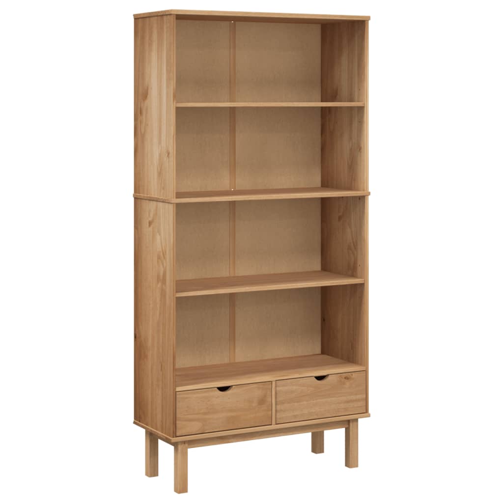 Libreria OTTA con 2 Cassetti Marrone in Legno Massello di Pino | homemem39