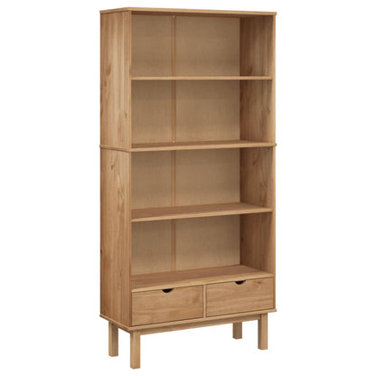 Libreria OTTA con 2 Cassetti Marrone in Legno Massello di Pino | homemem39