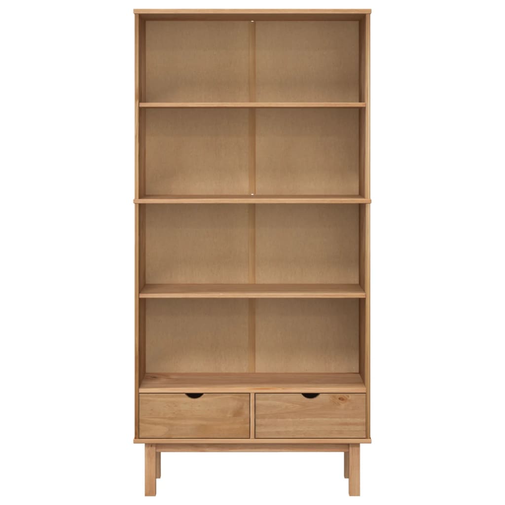 Libreria OTTA con 2 Cassetti Marrone in Legno Massello di Pino | homemem39