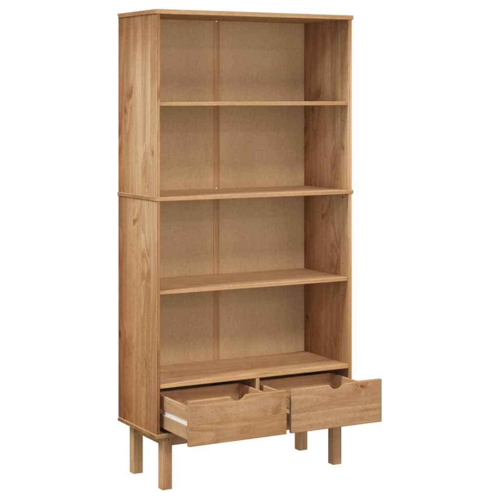 Libreria OTTA con 2 Cassetti Marrone in Legno Massello di Pino | homemem39