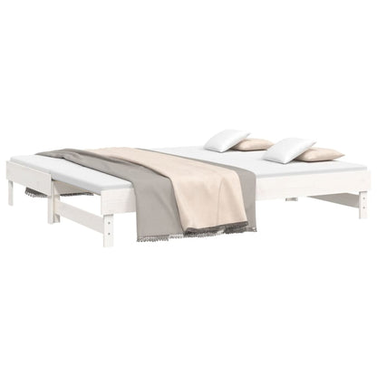 Dormeuse Estraibile Bianca 2x(100x200)cm Legno Massello di Pino - homemem39