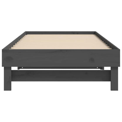 Dormeuse Estraibile Grigia 2x(100x200)cm Legno Massello di Pino
