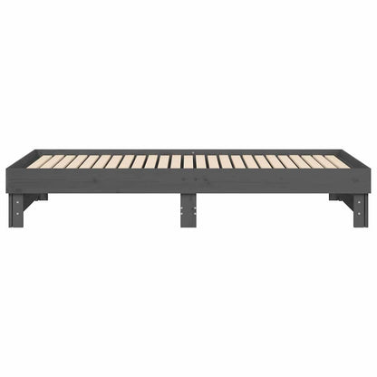 Dormeuse Estraibile Grigia 2x(100x200)cm Legno Massello di Pino