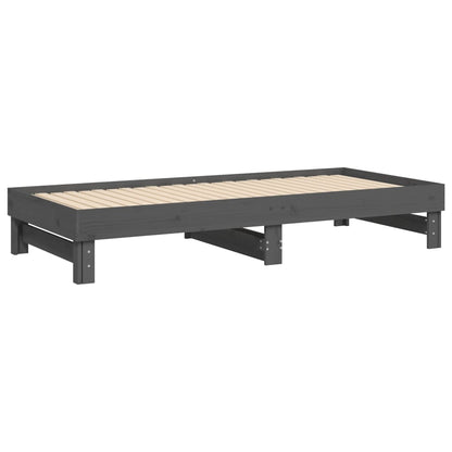 Dormeuse Estraibile Grigia 2x(90x200) cm Legno Massello di Pino - homemem39
