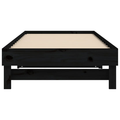 Dormeuse Estraibile Nera 2x(80x200) cm Legno Massello di Pino - homemem39