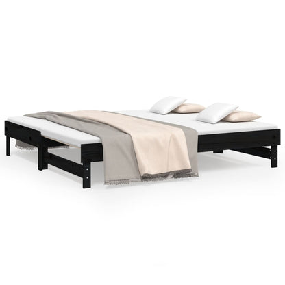 Dormeuse Estraibile Nera 2x(90x190) cm Legno Massello di Pino - homemem39