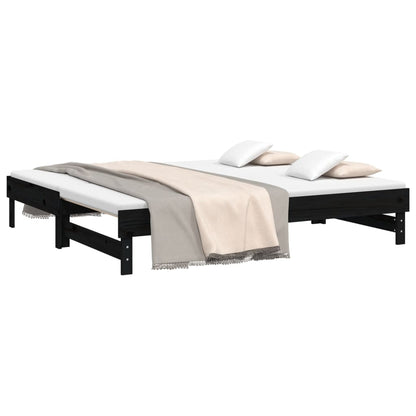 Dormeuse Estraibile Nera 2x(90x190) cm Legno Massello di Pino - homemem39