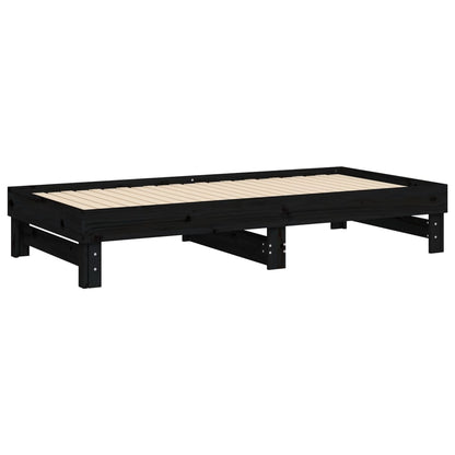Dormeuse Estraibile Nera 2x(90x190) cm Legno Massello di Pino - homemem39