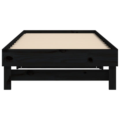 Dormeuse Estraibile Nera 2x(90x190) cm Legno Massello di Pino - homemem39