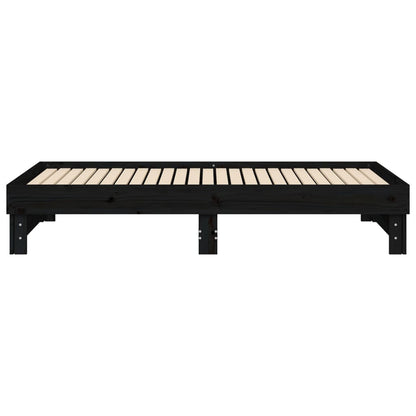 Dormeuse Estraibile Nera 2x(90x190) cm Legno Massello di Pino - homemem39