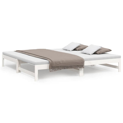 Dormeuse Estraibile Bianca 2x(100x200)cm Legno Massello di Pino - homemem39
