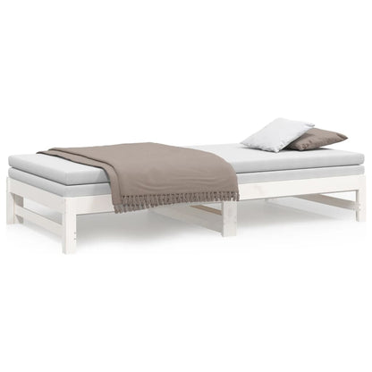 Dormeuse Estraibile Bianca 2x(100x200)cm Legno Massello di Pino - homemem39
