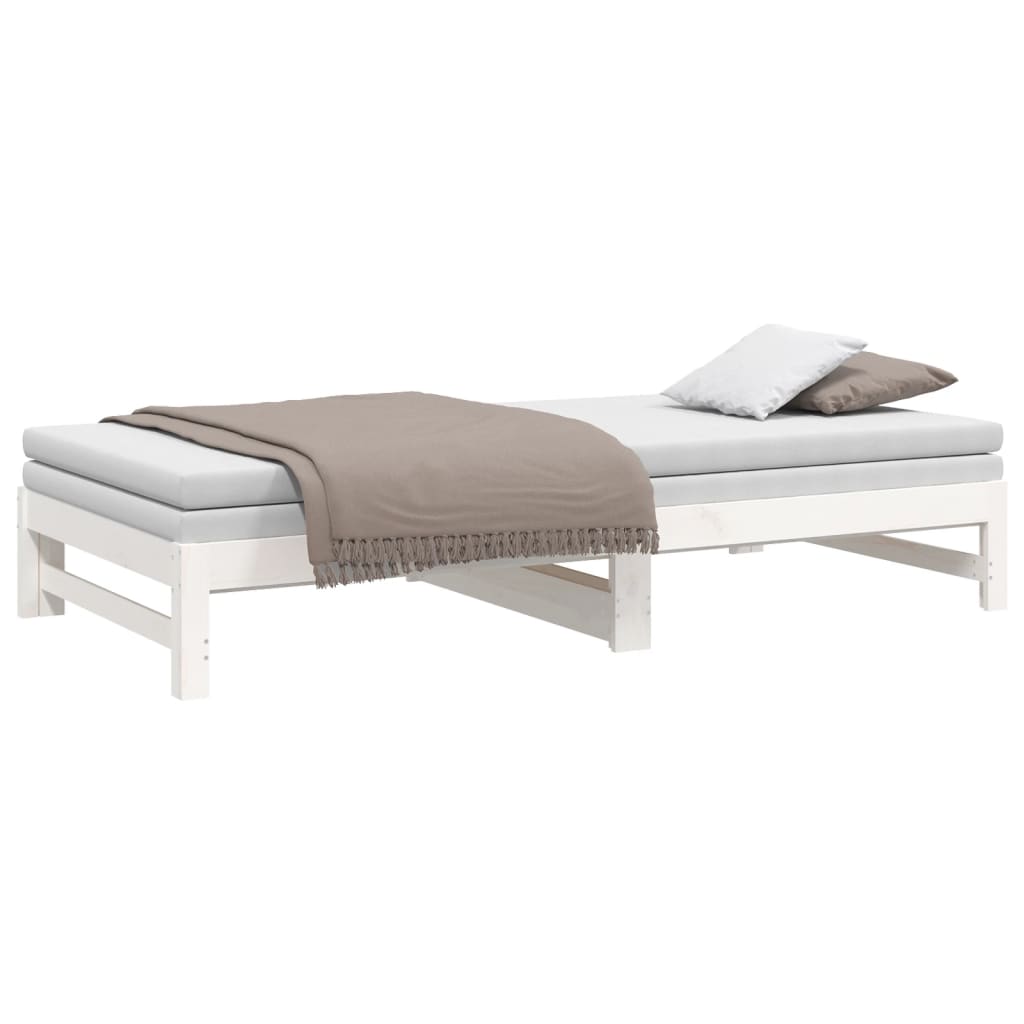 Dormeuse Estraibile Bianca 2x(100x200)cm Legno Massello di Pino - homemem39