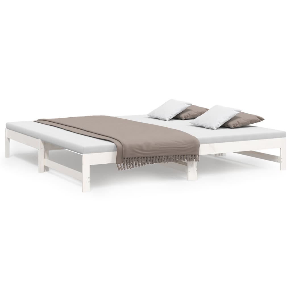 Dormeuse Estraibile Bianca 2x(80x200) cm Legno Massello di Pino - homemem39