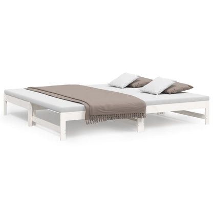 Dormeuse Estraibile Bianca 2x(80x200) cm Legno Massello di Pino - homemem39