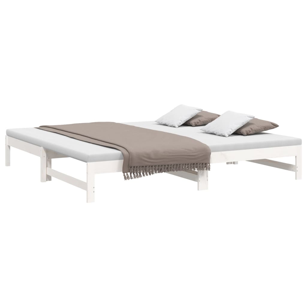 Dormeuse Estraibile Bianca 2x(80x200) cm Legno Massello di Pino - homemem39