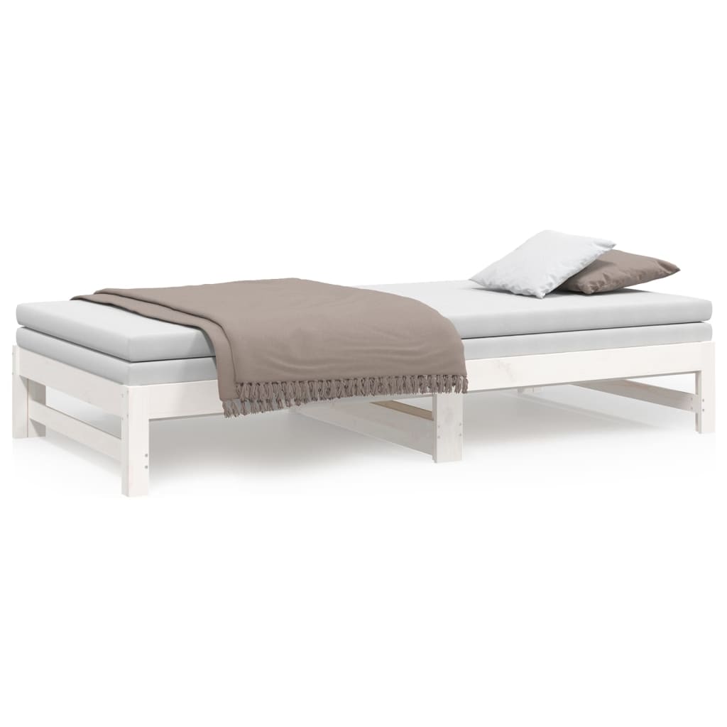 Dormeuse Estraibile Bianca 2x(80x200) cm Legno Massello di Pino - homemem39