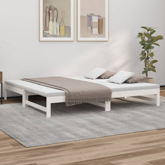 Dormeuse Estraibile Bianca 2x(80x200) cm Legno Massello di Pino - homemem39