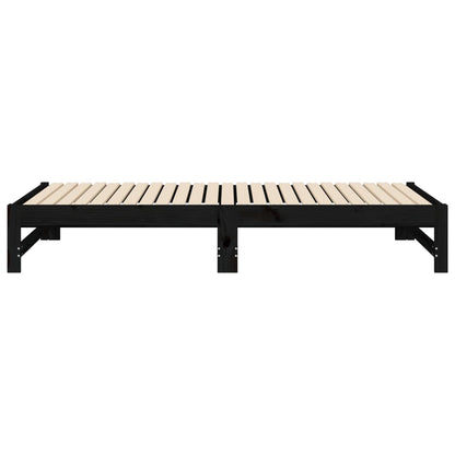 Dormeuse Estraibile Nera 2x(90x190) cm Legno Massello di Pino - homemem39