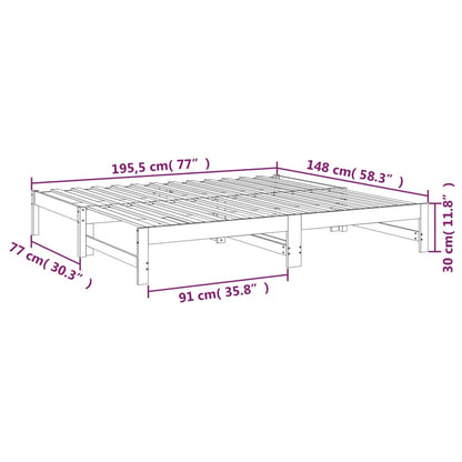 Dormeuse Estraibile 2x(75x190) cm Legno Massello di Pino | homemem39