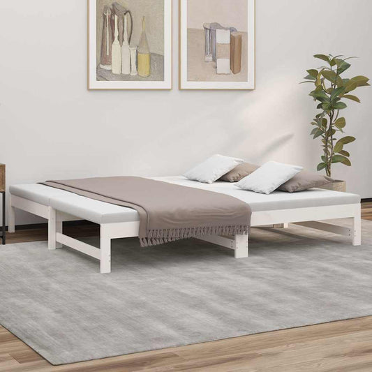 Dormeuse Estraibile Bianca 75x190 cm Legno Massello di Pino