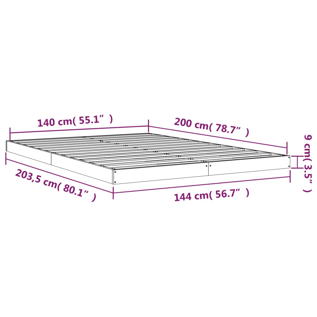 Giroletto senza Materasso 140x200 cm in Legno Massello di Pino - homemem39
