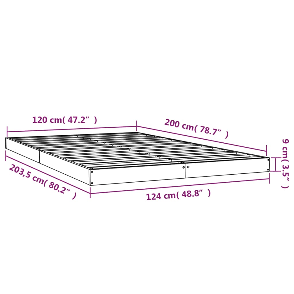 Giroletto senza Materasso 120x200 cm in Legno Massello di Pino - homemem39