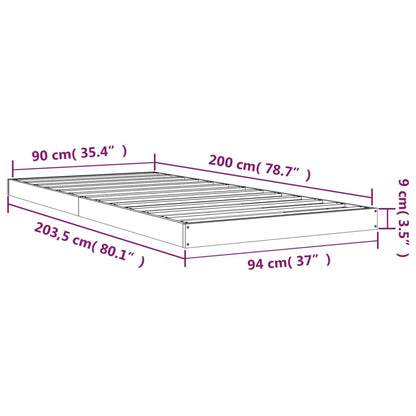 Giroletto senza Materasso 90x200 cm in Legno Massello di Pino - homemem39