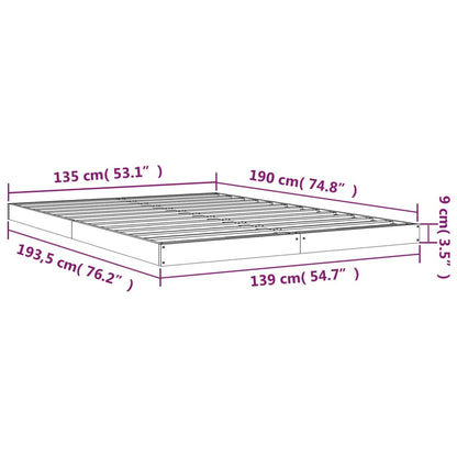 Letto senza Materasso Bianco 135x190 cm Legno Massello di Pino - homemem39